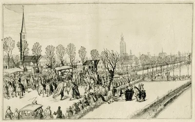 Aankomst van de vijf Spaanse ambassadeurs te Rijswijk, februari 1608