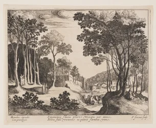 Christus geneest de bloedige vrouw, uit Landschappen met scènes uit het leven van Christus