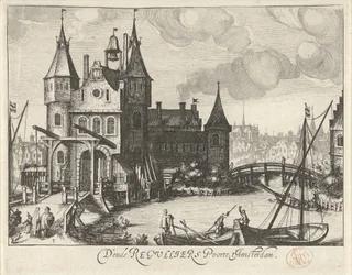 Gezicht op de Eerste Regulierspoort te Amsterdam