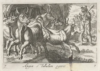 Hercules hoedt de kudde van Geryon Augiae stabulum egerit Herculische thema