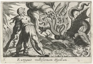 Hercules in gevecht met de hydra van Lerna