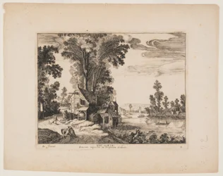 De Samaritaan nadert de herberg, uit Landschappen met het verhaal van de barmhartige Samaritaan