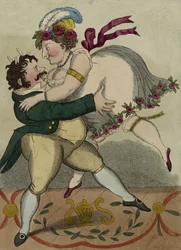 De Nieuwe Duitse Wals, ca. 1818 (handgekleurde ets)