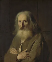 Een oude man met gevouwen armen