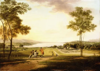 Meer van Genève vanaf de hellingen van Cologny richting Eaux-Vives