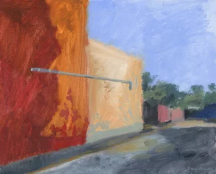 Zijkant van gebouw in zonlicht, 2024