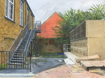 Kleine binnenplaats, Wandsworth (acrylverf op canvas)