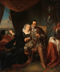 Magdalena Moons smeekt haar verloofde Francisco Valdez om de bestorming van Leiden nog een nacht uit te stellen, 1574