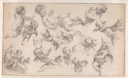 Studie voor een decoratie met putti