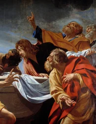 De apostelen bij het graf van de Maagd (detail)