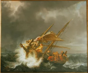 Christus en de discipelen in de storm op zee