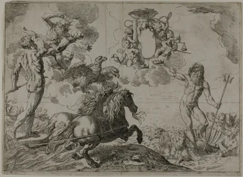 Jupiter, Neptunus en Pluto die hun Kronen aanbieden aan de Wapens van Kardinaal Borghese