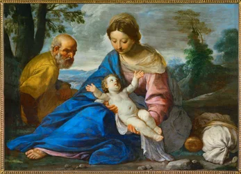 Rust op de vlucht naar Egypte (schilderij op doek op hout)