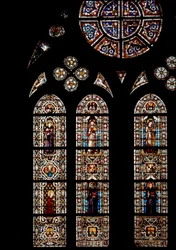 Bovenaan symbolen van de Evangelisten, onderaan San Ludovico di Tolosa (Louis van Anjou of Sint Louis van Toulouse)