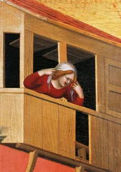 Vrouw leunend over balkon (detail)