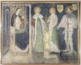 Madonna en Kind met St. Catharina, St. Ursula, St. Joris en de patroon, Theodoricus van Chur