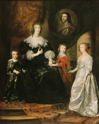 Portret van de weduwe van de Hertog van Buckingham en haar kinderen, 1633