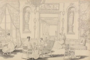 Album van 30 Zichten in Tirol en Italië: Cirkelvormige Boudoir in Casino Pecori 10 oktober 1841
