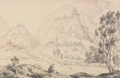 Album van 30 uitzichten in Tirol en Italië: Fort Trostburg bij de stad Kollman. Tirol. 28 oktober 1840