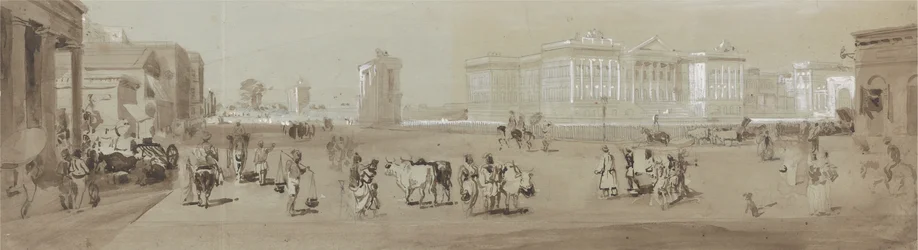 Regeringsgebouw vanuit de bibliotheek van St. Andrew - Calcutta