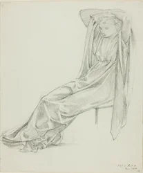 Zittende vrouwelijke figuur