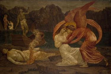 Cupido en Psyche - Palace Green-muurschilderingen - Psyche ontvangt de kist van Proserpine, 1881
