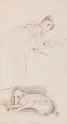 Studies van vrouw en windhond