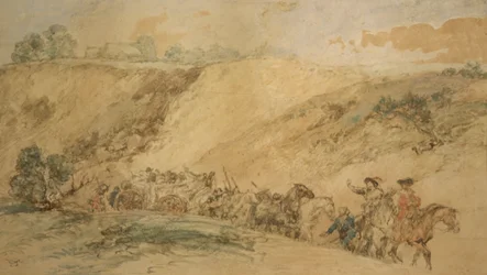 Legerwagens in een ravijn