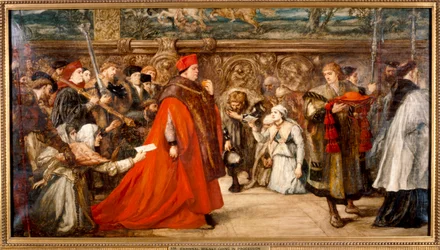 Kardinaal Wolsey, Kanselier van Engeland, op zijn Weg naar Westminster Hall