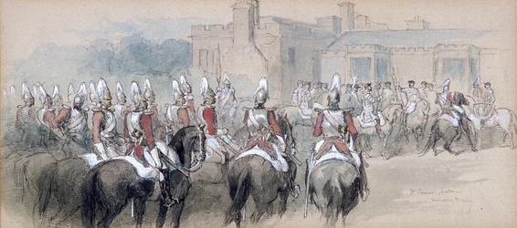 Bereden escorte bij St James’s Palace, Londen, 1848
