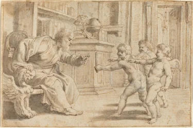 Putti Testen de Dieptewaarneming van een Man