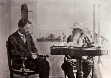 Leo Tolstoy en Anton Chekhov, Russische auteurs, 1902