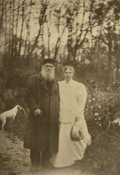 Russische auteur Leo Tolstoy en zijn vrouw Sophia Tolstaya, Rusland, 1895
