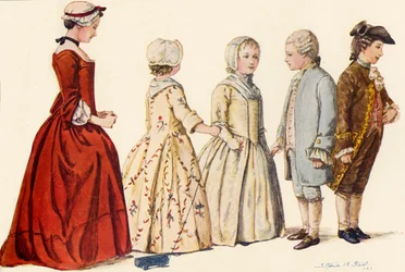 Kinderkleding tijdens de regeerperiodes van koningin Anne, George I, II en III 1702-1790, 1903, 1937