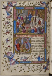 Alfonso V woont de mis bij, uit Psalter en Getijdenboek van Alfonso V van Aragon, ca. 1442