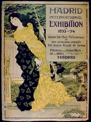 Advertentie voor de Madrid Internationale Tentoonstelling van 1893-94 in het Paleis van Industrie en Kunsten, Madrid, 1893