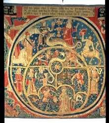 Astrologisch wandtapijt (centraal detail)