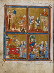 Bouw van de steden van de farao; de slavernij van de Israëlieten; de plaag van bloed; de slang van Aaron die twee andere slangen opslokt
