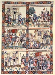 Cantiga 187, een van de 420 muzikale composities die de wonderen van de Maagd vertellen, geschreven in het Galicisch voor Alfonso X 