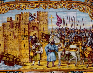 Verovering van Almeria door de Katholieke Koningen in 1488 (keramiek) (detail)