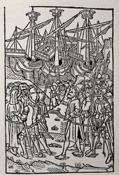 Gravure in Geschiedenis van Vespasianus, gedrukt in 1495 in Zaragoza