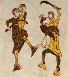 Twee Mannen Dansen, uit de Beatus Apocalyps van Santo Domingo de Silos