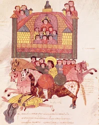 Fol.150v Dood van Izebel, uit de Mozarabische Bijbel