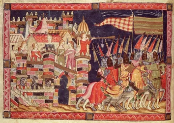 De Trojanen Vertrekken naar de Slag, uit de Codex Benito Santa Mora