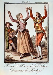Man en vrouw uit Catalonië dansen de Fandango, Europa, Koninkrijk Spanje