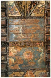 Beschilderd plafond van het heiligdom van Onze-Lieve-Vrouw van de kluizenaars in As Ermidas, Galicië, Spanje. 17e eeuw