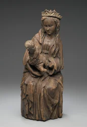 Zittende figuur van de Maagd met het Christuskind