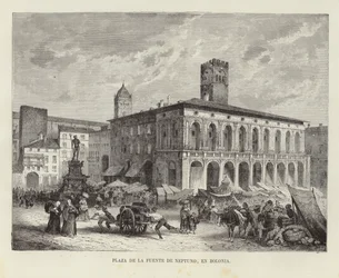 De Fontein van Neptunus in Bologna, Italië