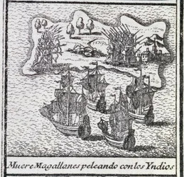 De dood van Magellan in een gevecht met de Indianen