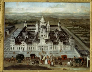 Zicht op het Escorial Paleis in Spanje gebouwd door Filips II in de 16e eeuw